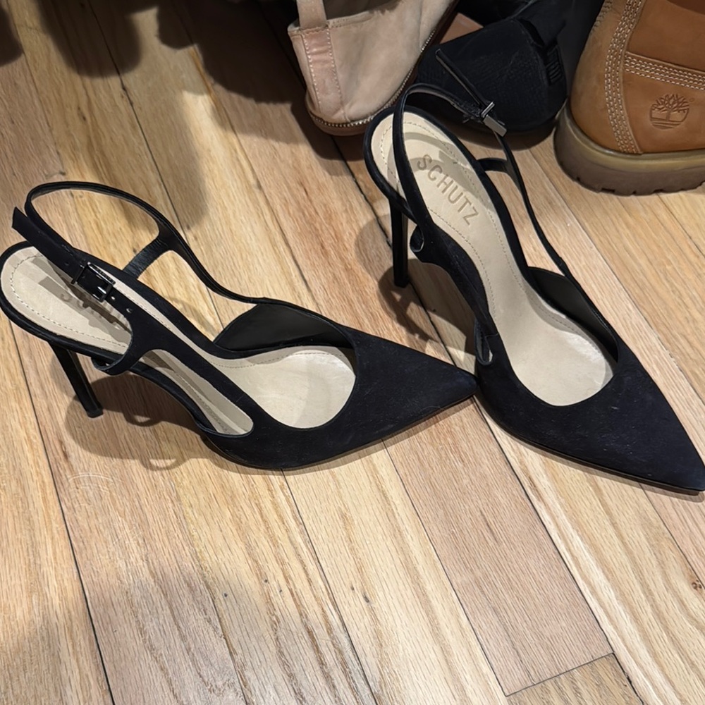 Schutz Black Women's Slingback Heels